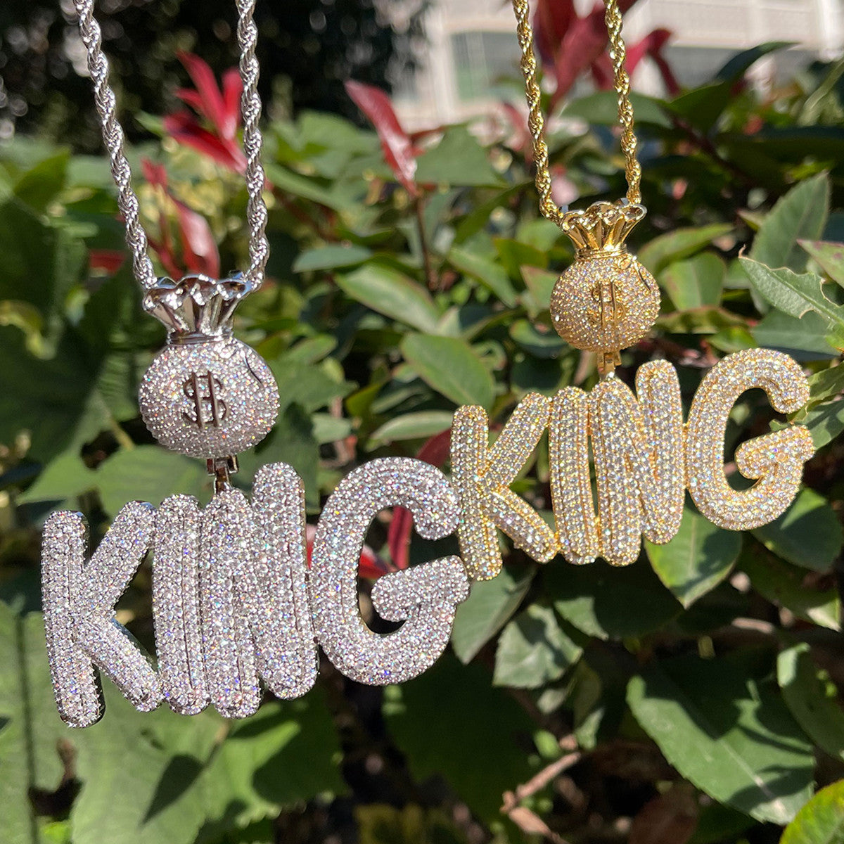 Secure The Bag | Iced Script Letters Money Bag Custom Hip Hop Pendant