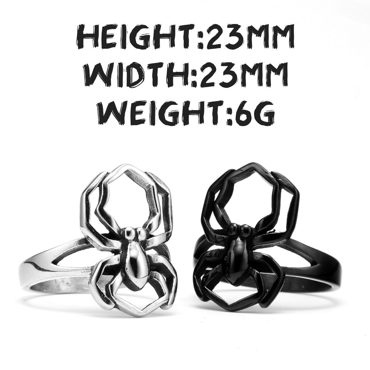 Spider | Solid No Fade Black Stainless Steel Men's Hip Hop Spider Rings