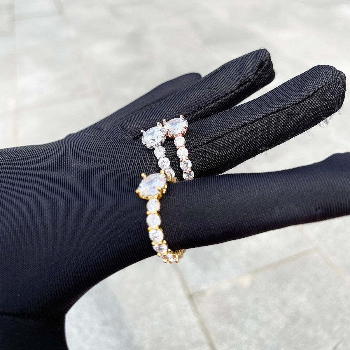 Ladies Couples High Fashion 24k Gold Silver Rose Cluster Stone Iced Rings