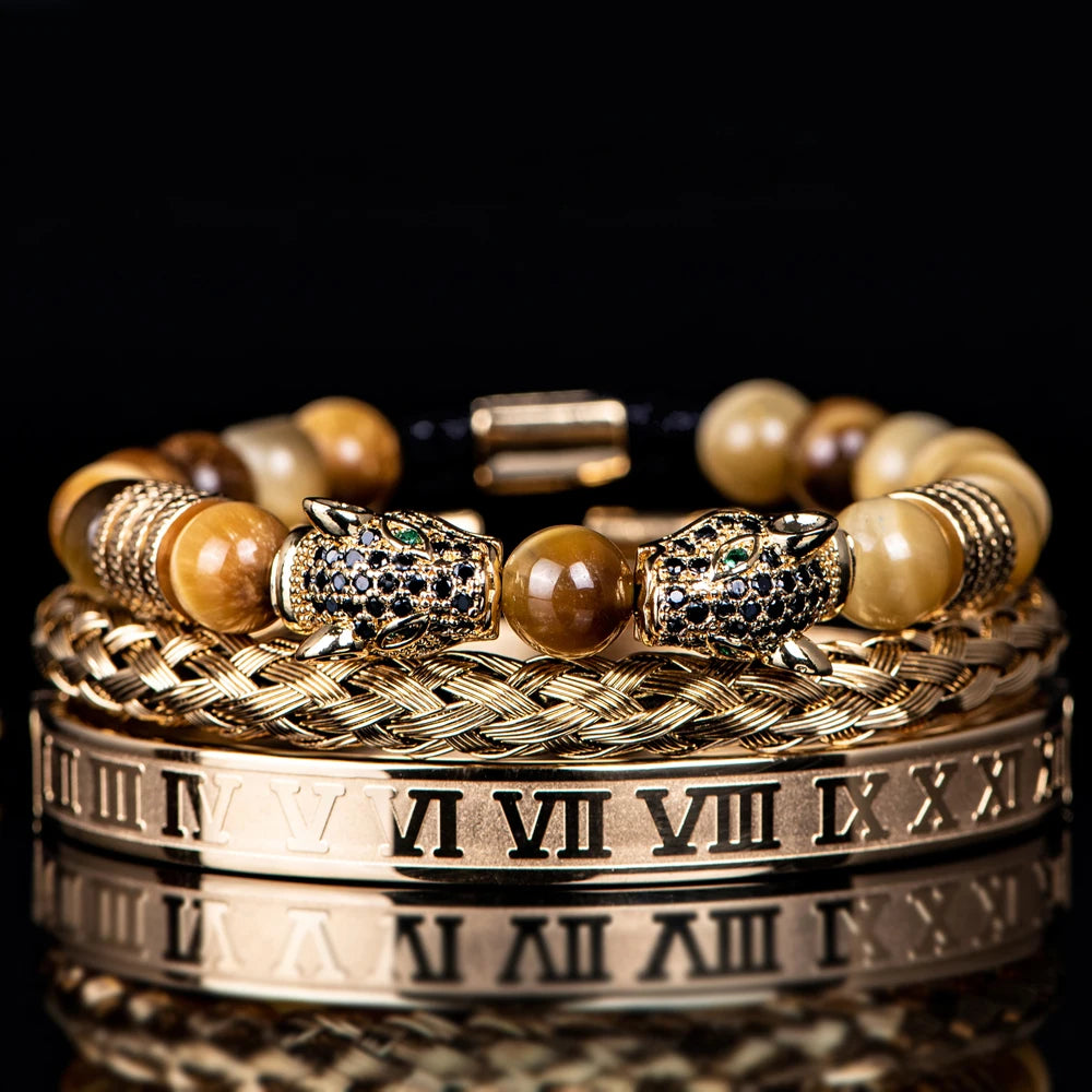 Double Leopard | Natural Stone VVS Diamond CZ Sigma Male Hip Hop Bracelets