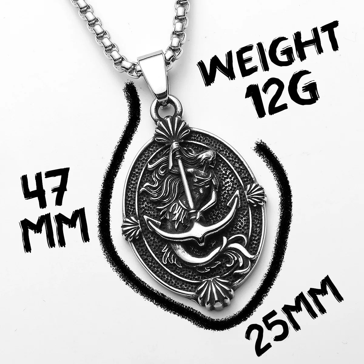 Anchor Mermaid | Solid Stainless Steel Mythical Melia Sea Amulet Necklace