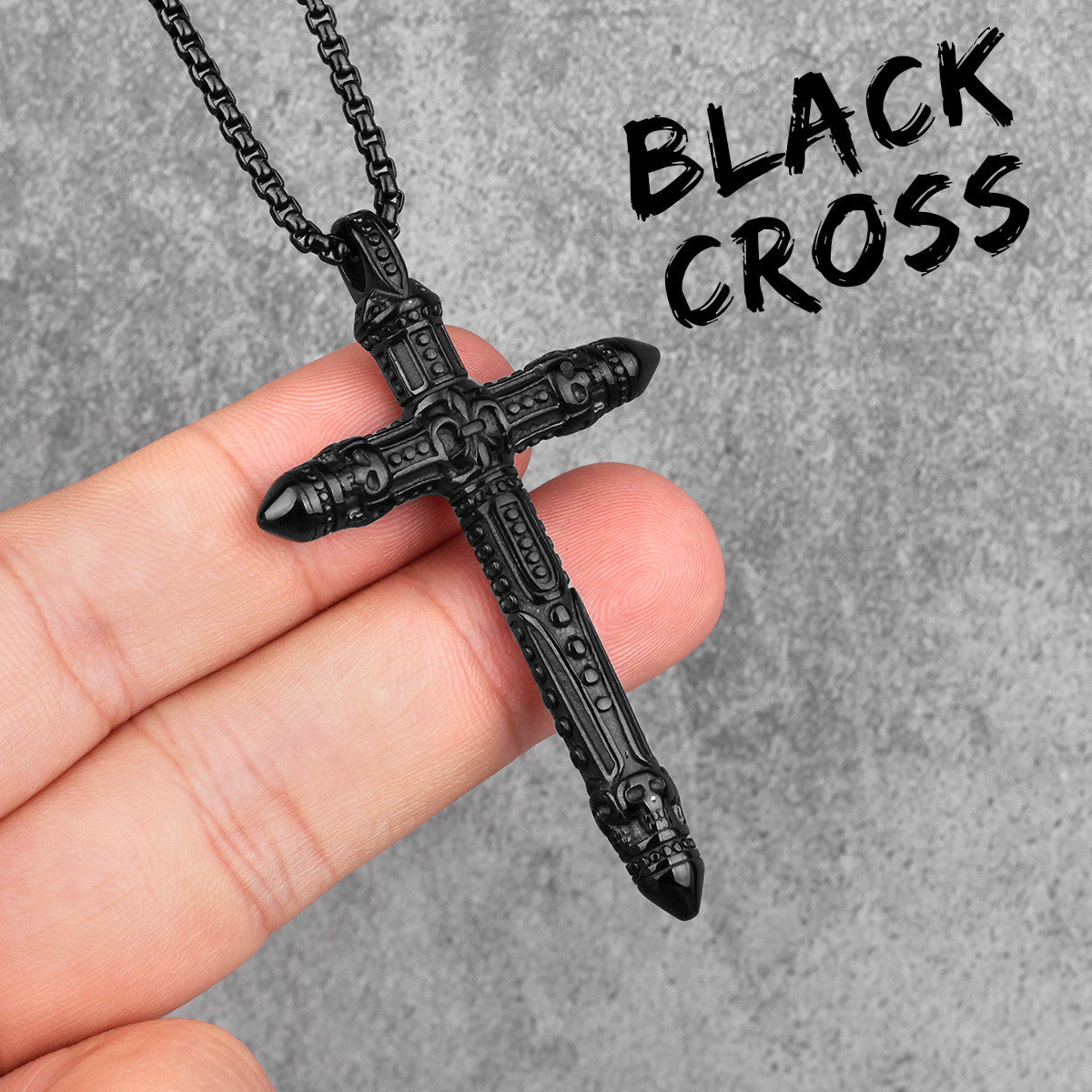 Rugged Cross | 316L No Fade Stainless Steel Black Silver Hip Hop