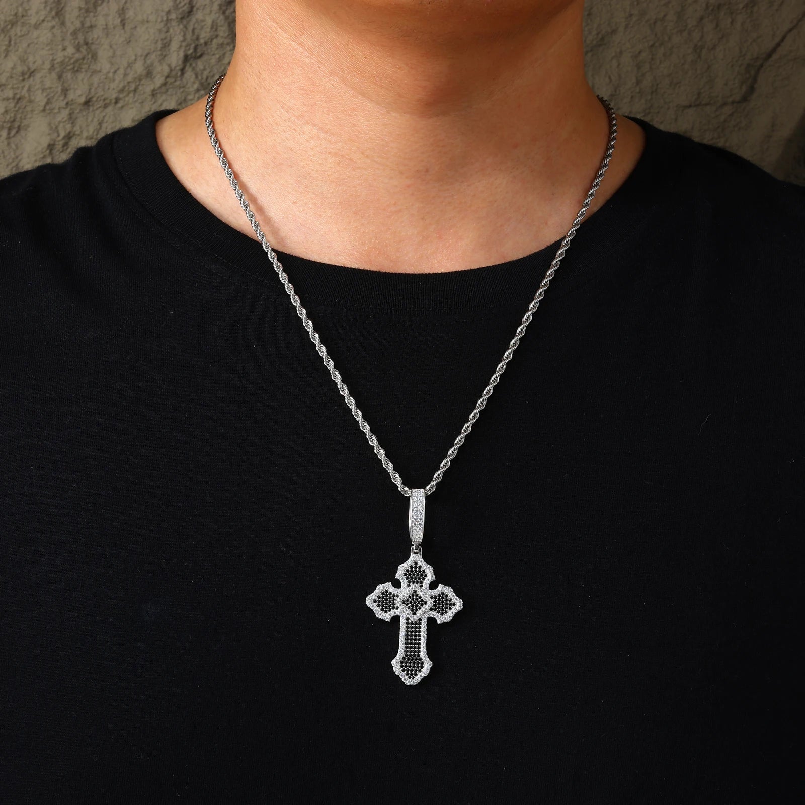 Cross Of Peace | Moissanite Diamond Solid Sterling Silver Black VVS Hip Hop Cross Pendant