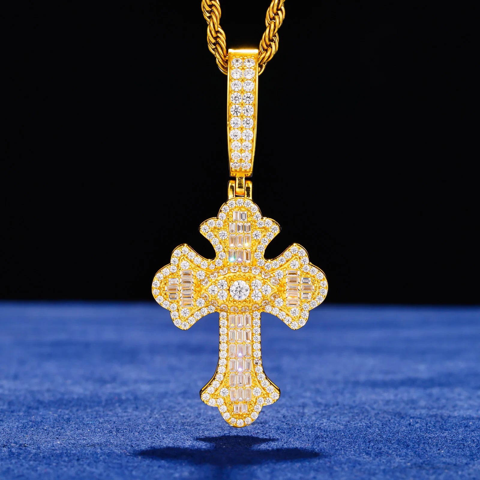 All Seeing Cross | 925 Sterling Silver D VVS1 Moissanite All Seeing Eye Hip Hop Cross Pendant