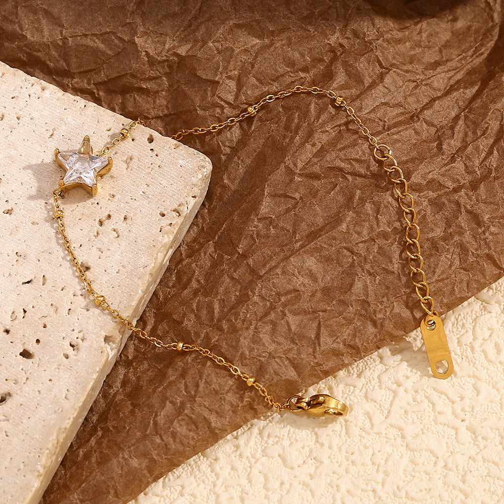 Waterproof Dainty Enamel Flower 18k Gold Stainless Steel Charm Bracelets