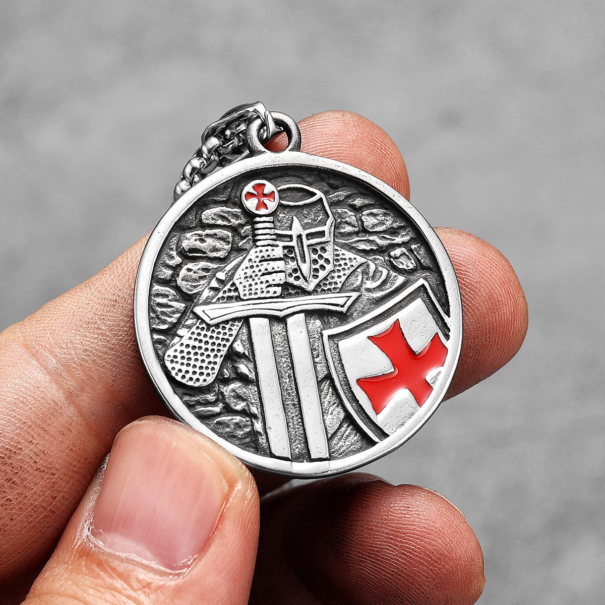 Red Crusade | 316L No Fade Solid Stainless Steel Paladin Street Stylish Pendant