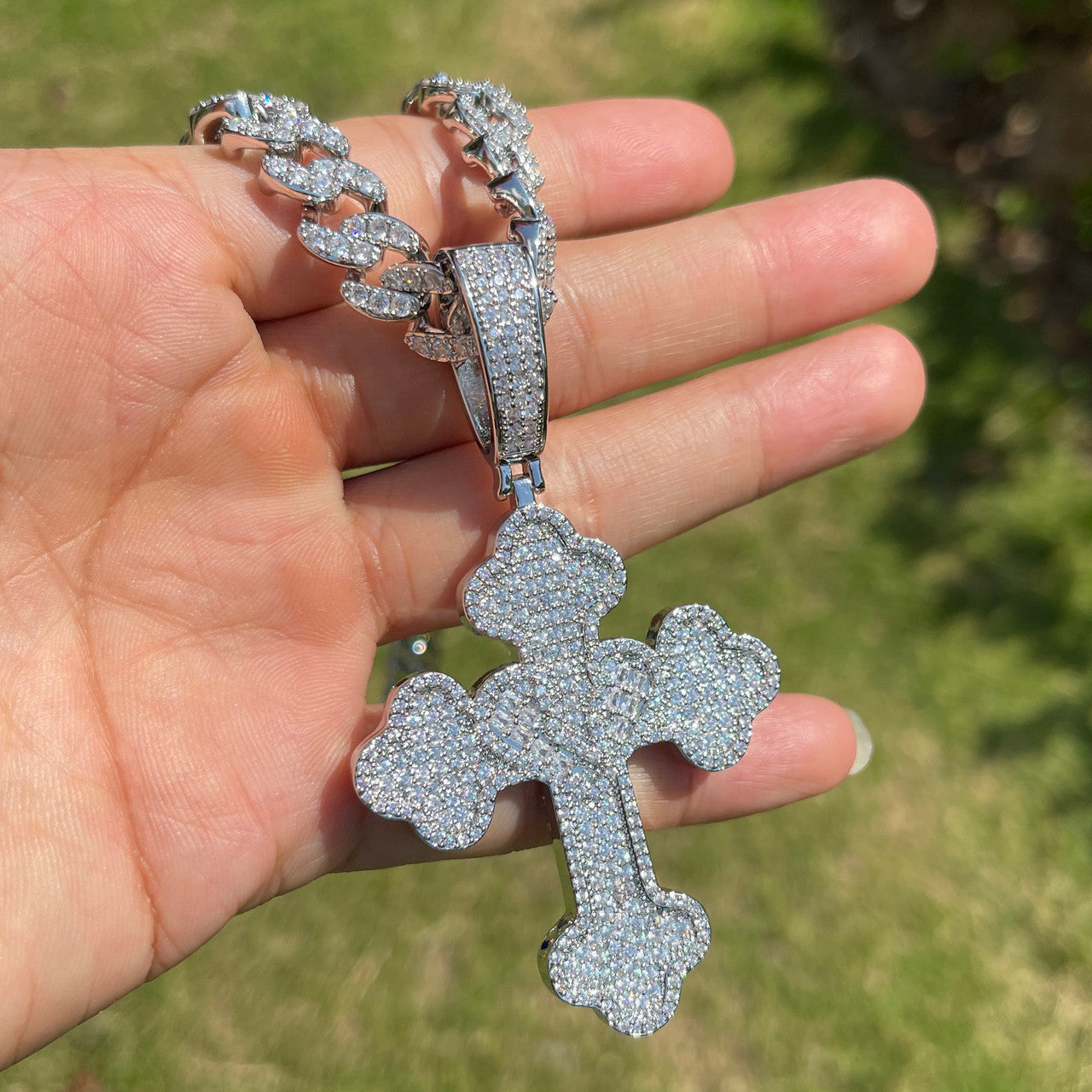 Healing Heart Cross | VVS Diamond CZ Baguette Iced Blinged Out Pedant