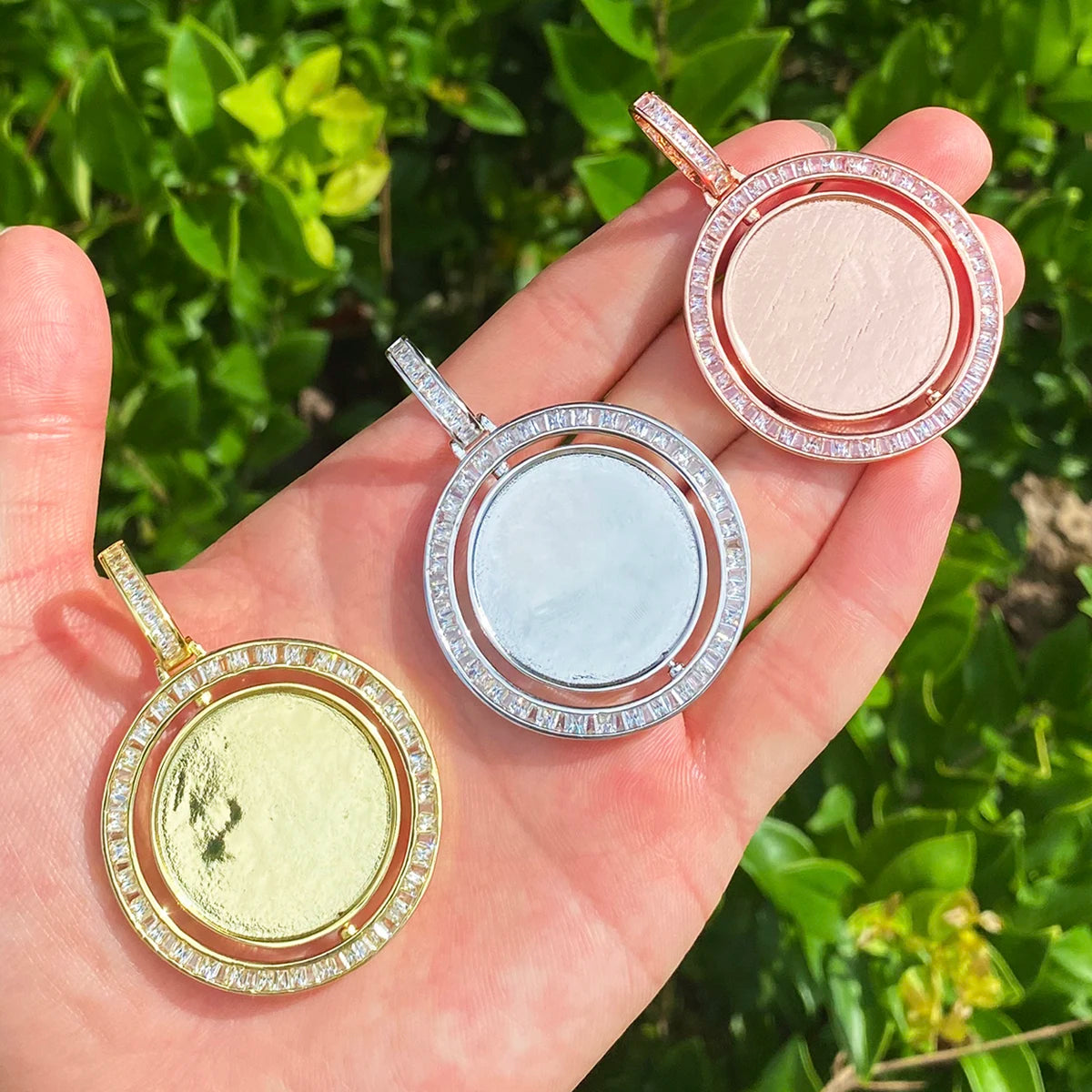 Memories Of Forever | Rotating Baguette VVS Diamond CZ Custom Made Photo Picture Pendant