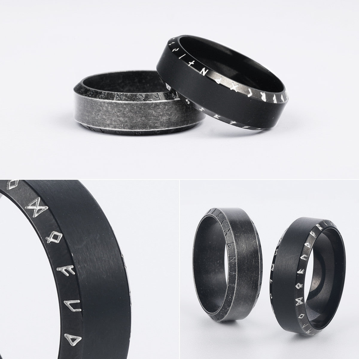 Steel Black Collection | 316L Black Stainless Steel Vintage Look Myth Of Odin Rings