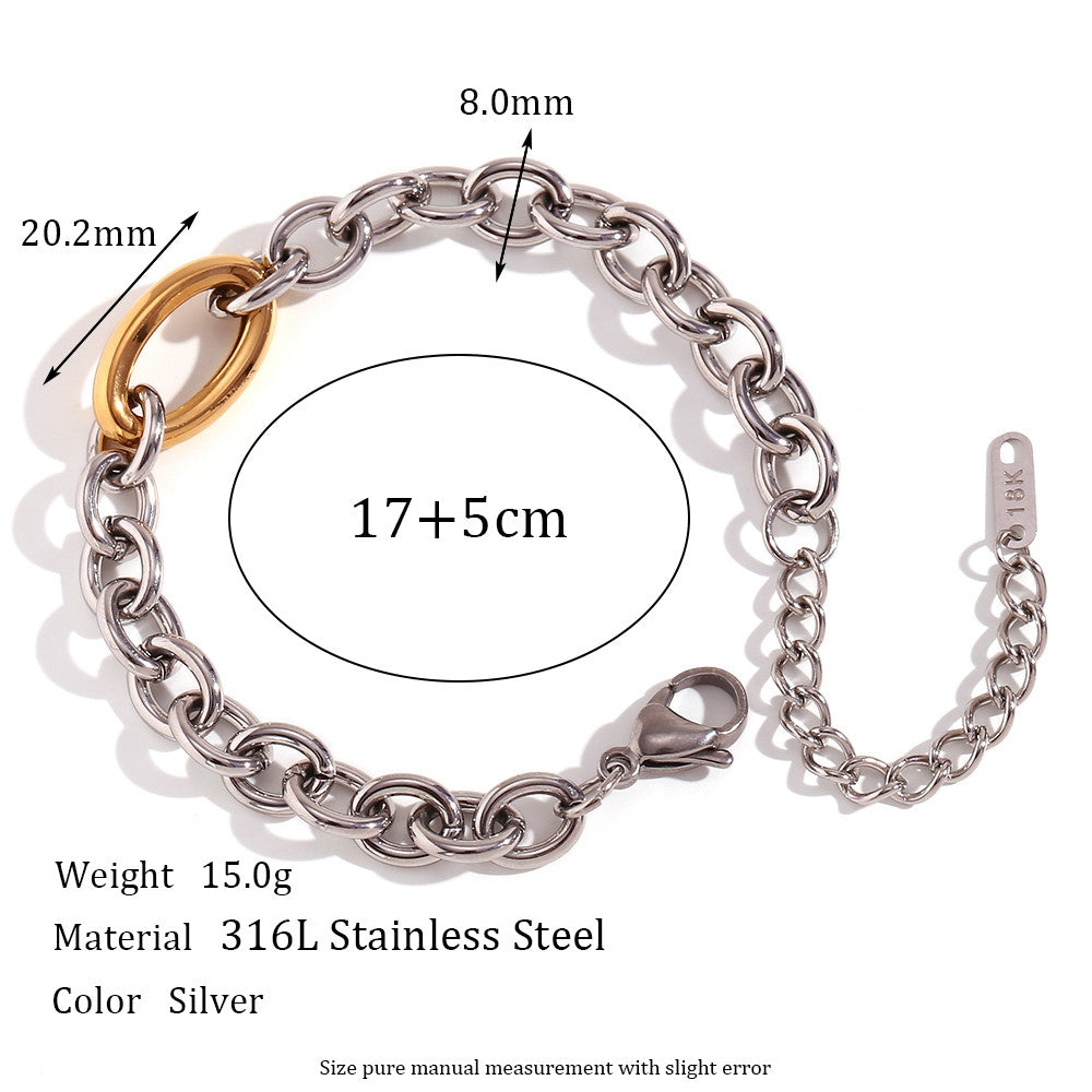 Waterproof Stainless Steel 18k Gold No Fading Link Chain Choker Necklaces Bracelet Set