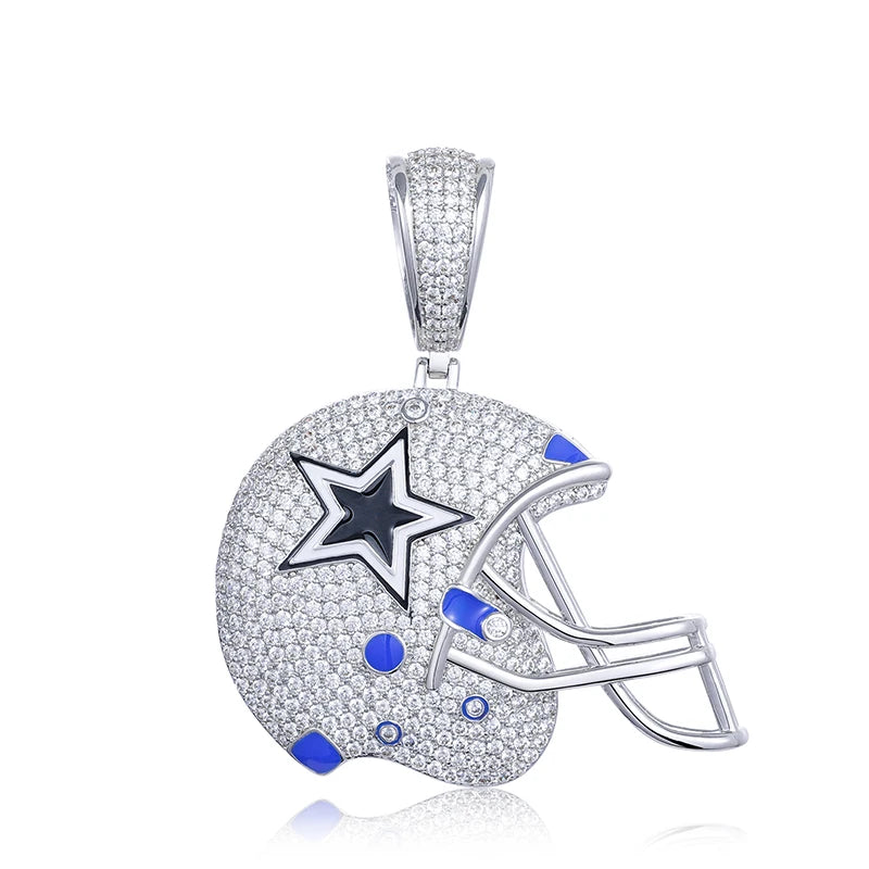 Americas Team II | S925 Moissanite Diamond 925 Solid Silver Hip Hop Helmet Pendant