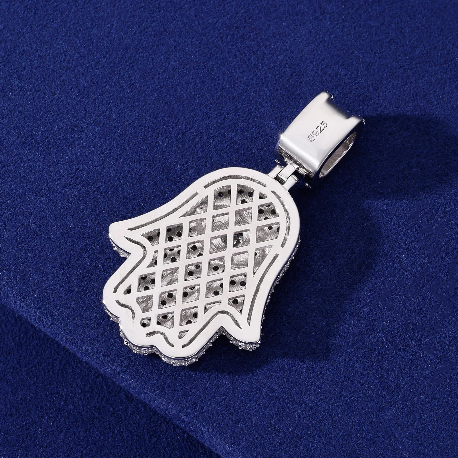 VVS1 Hamsa Hand |  925 Sterling Silver D VVS1 Moissanite Diamond Spiritual Bling Charm