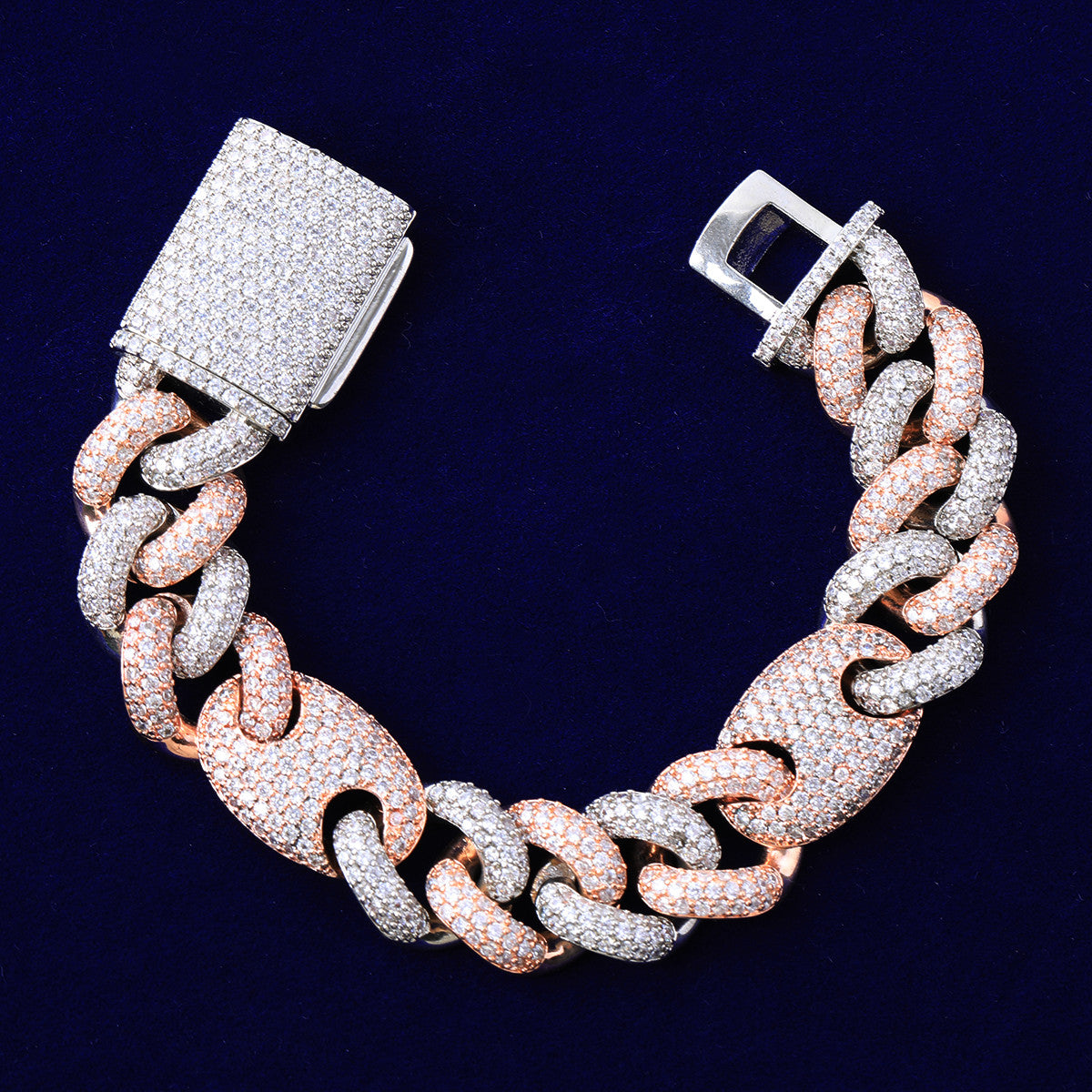 Street Rock II | 18mm VVS Diamond CZ Stone Designer Cuban Link Two Tone Hip Hop Bracelets