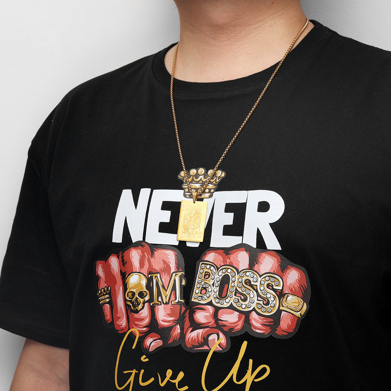 The Gambler ll | 18k Gold over No Fade Stainless Steel Poker King Spades Hearts Pendant