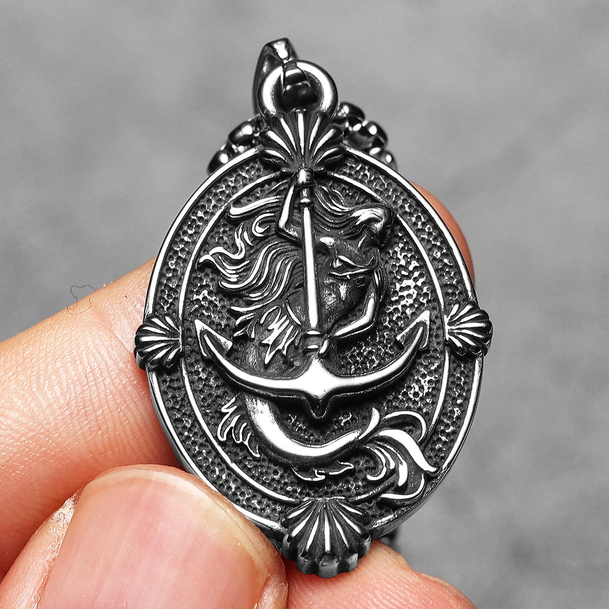 Anchor Mermaid | Solid Stainless Steel Mythical Melia Sea Amulet Necklace