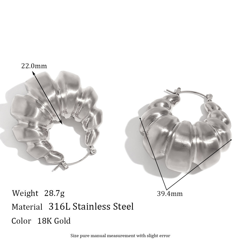 18k Gold over Stainless Steel Waterproof Chunky Oversize Big 3D Hollow Hoop Earrings