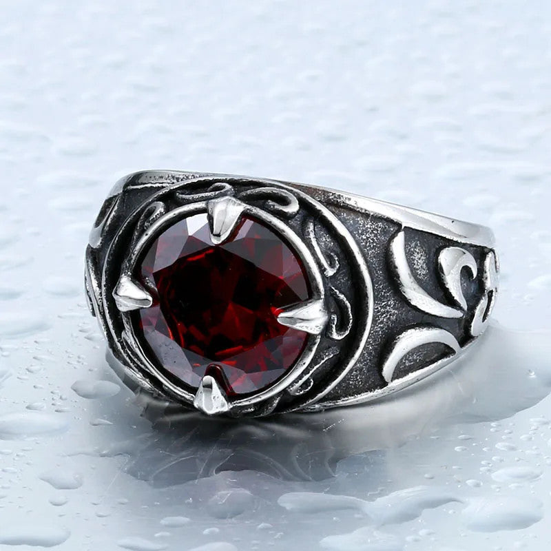 Designer Gems | Solid Stainless Steel Stone Carving Gemstone Men Rings