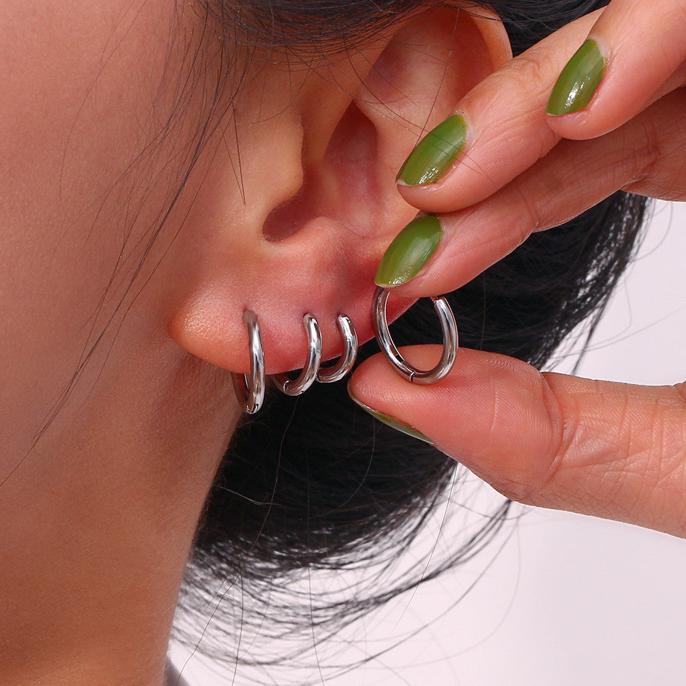 Ladies 10mm 12mm 14mm 16mm Waterproof Small Hoop 18k Gold Huggie Earrings