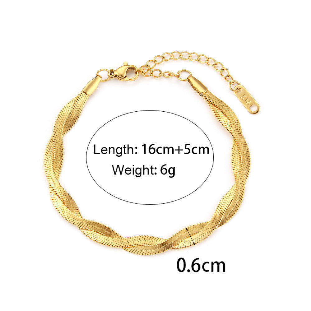 18k Gold Stainless Steel Cuban Rope Tennis Link No Fade Street Style Braclets