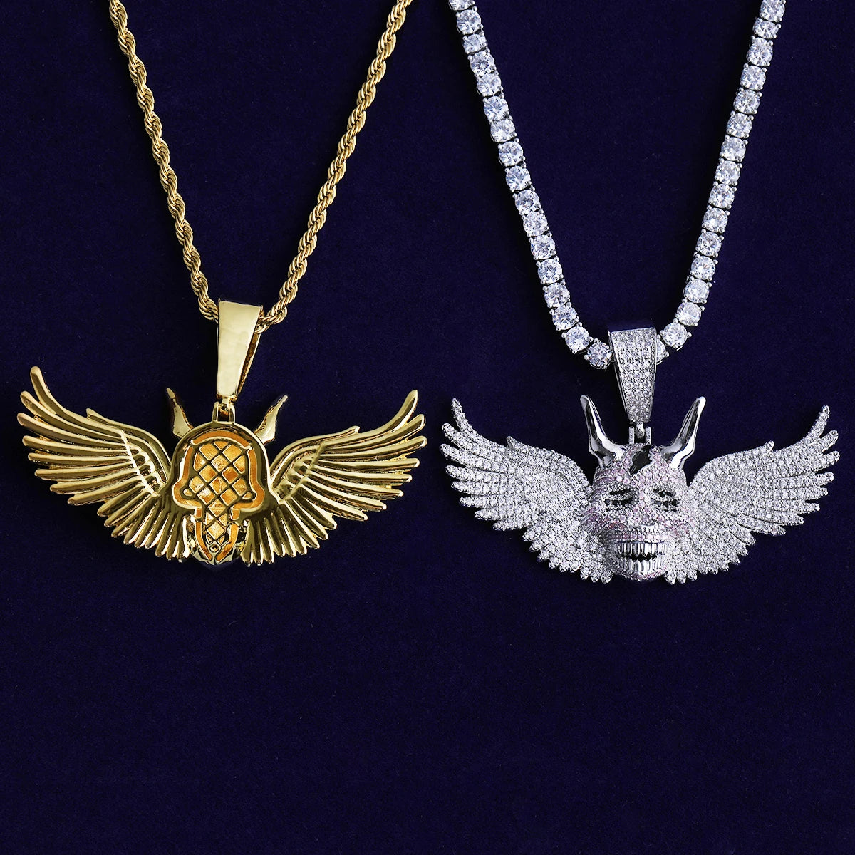 Demon Wings | VVS Diamond CZ 5AA+ Winged Demons Iced Blinged Out Pendants