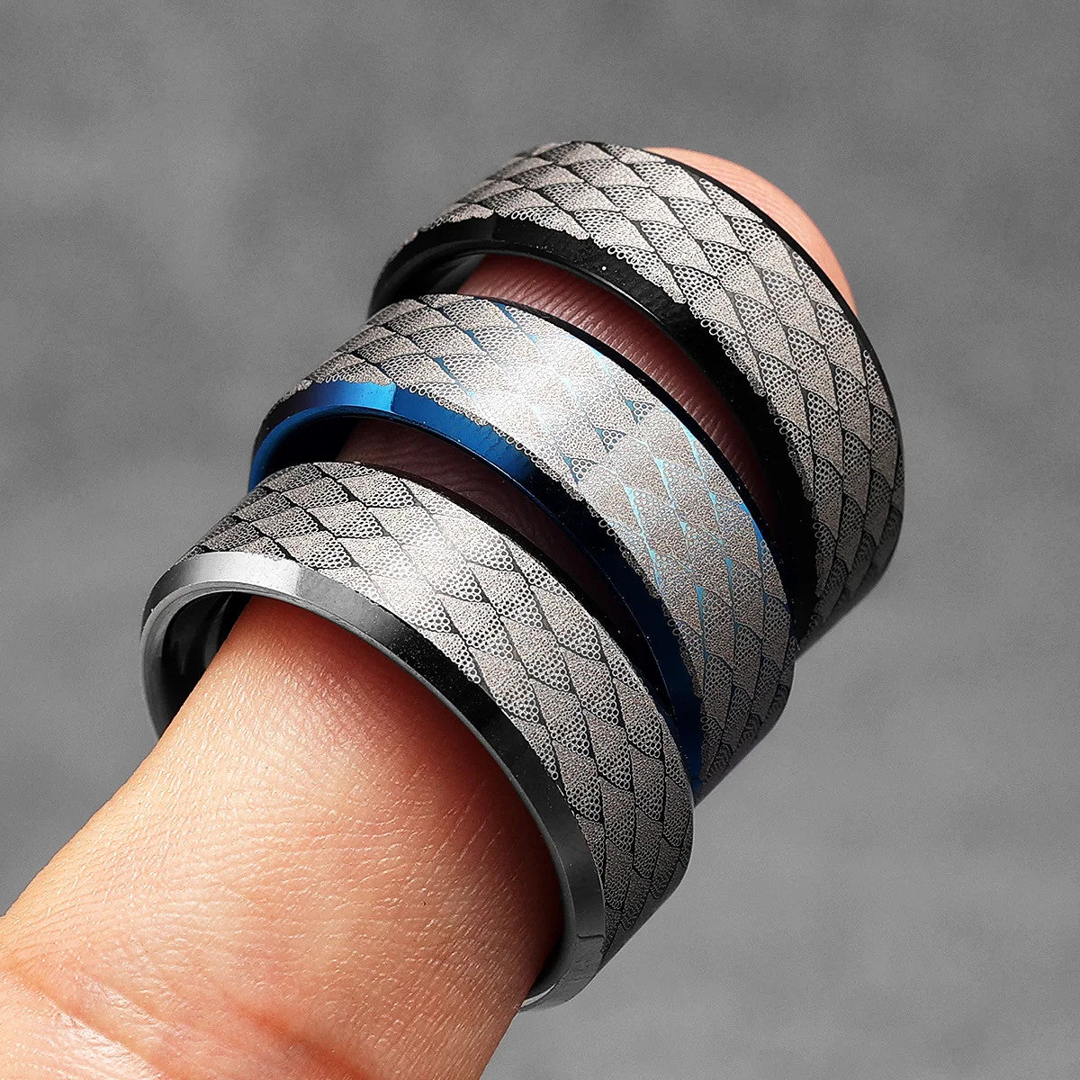 Snakeskin | Men's Luxury Silver Blue Black Tungsten Steel Street Wear Rings