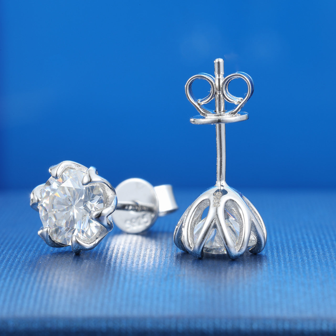 Iced Blinged Out 1/1.6/2ct D Color Moissanite Diamond S925 Sterling Silver 18k Stud Earrings