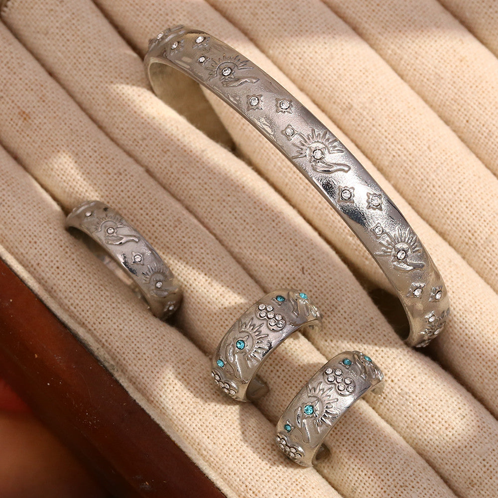 18k Gold Silver Stainless Steel Waterproof Lover World Tarot Cards Series Stud Earrings