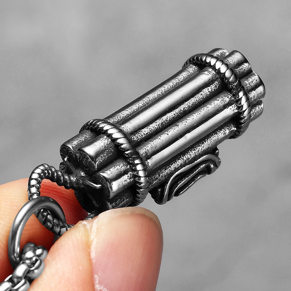 No Tick Tock | Just Bombs Solid Stainless Steel No Fade Silver Time Bomb Pendant