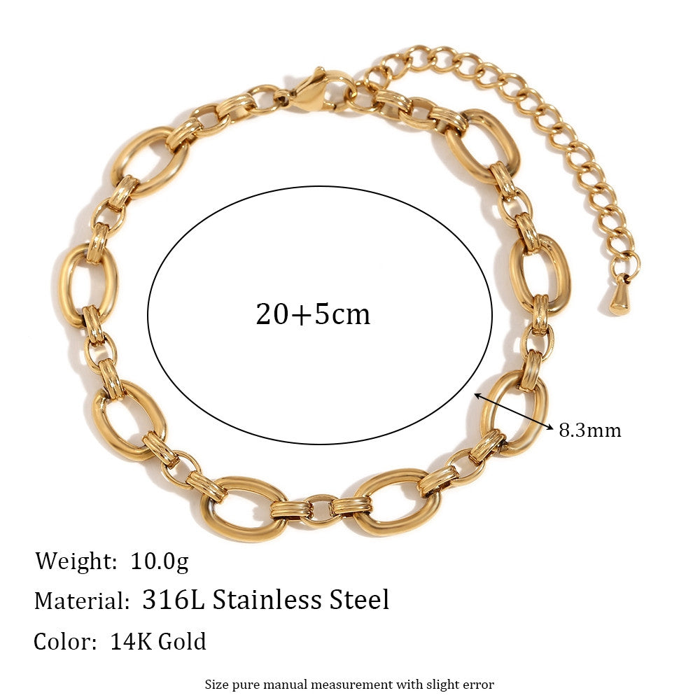 18k Gold Stainless Steel Waterproof Paper Clip Knot Bowtie Link Chain Anklet Ankle Bracelets