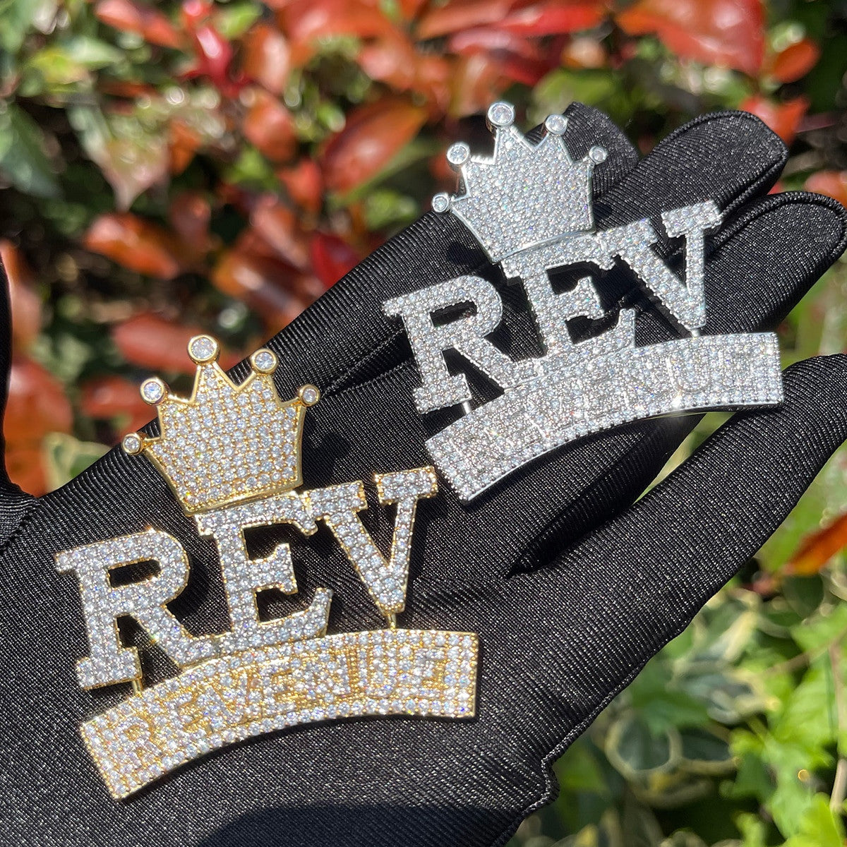 Revenue King | Mens Iced Blinged Out VVS Diamond CZ Crown REV Hip Hop Chain