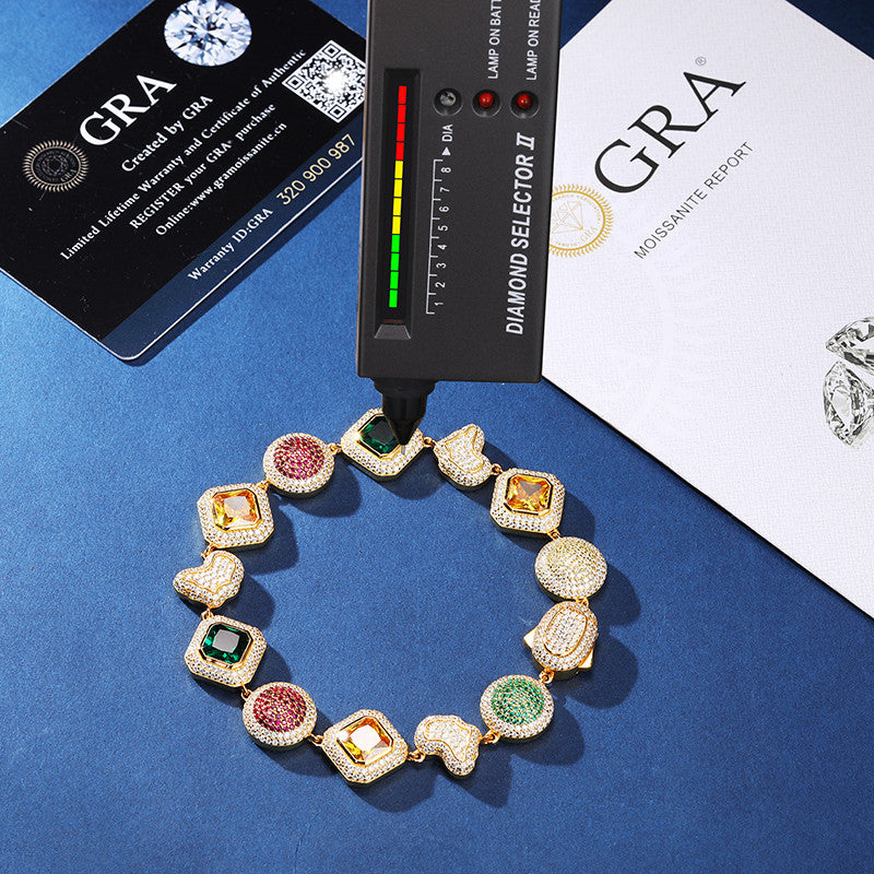 The World | 925 Silver Map Continents Gemstone Moissanite Diamond Iced Blinged Out Bracelets