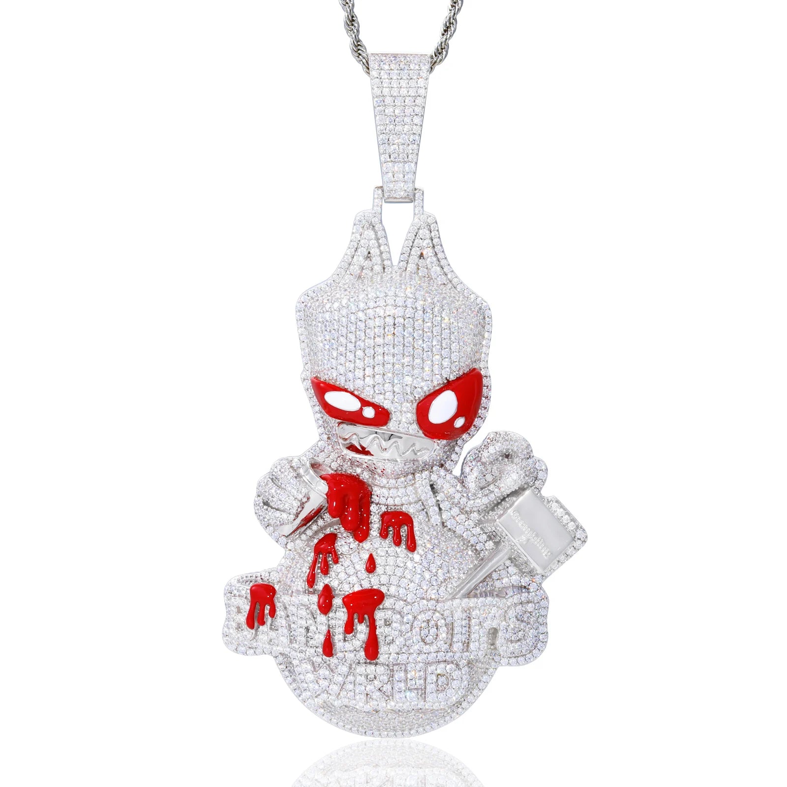 Bandbois WRLD | Custom VVS Moissanite Hip Hop 925 Solid Silver Blood Drip Pendant