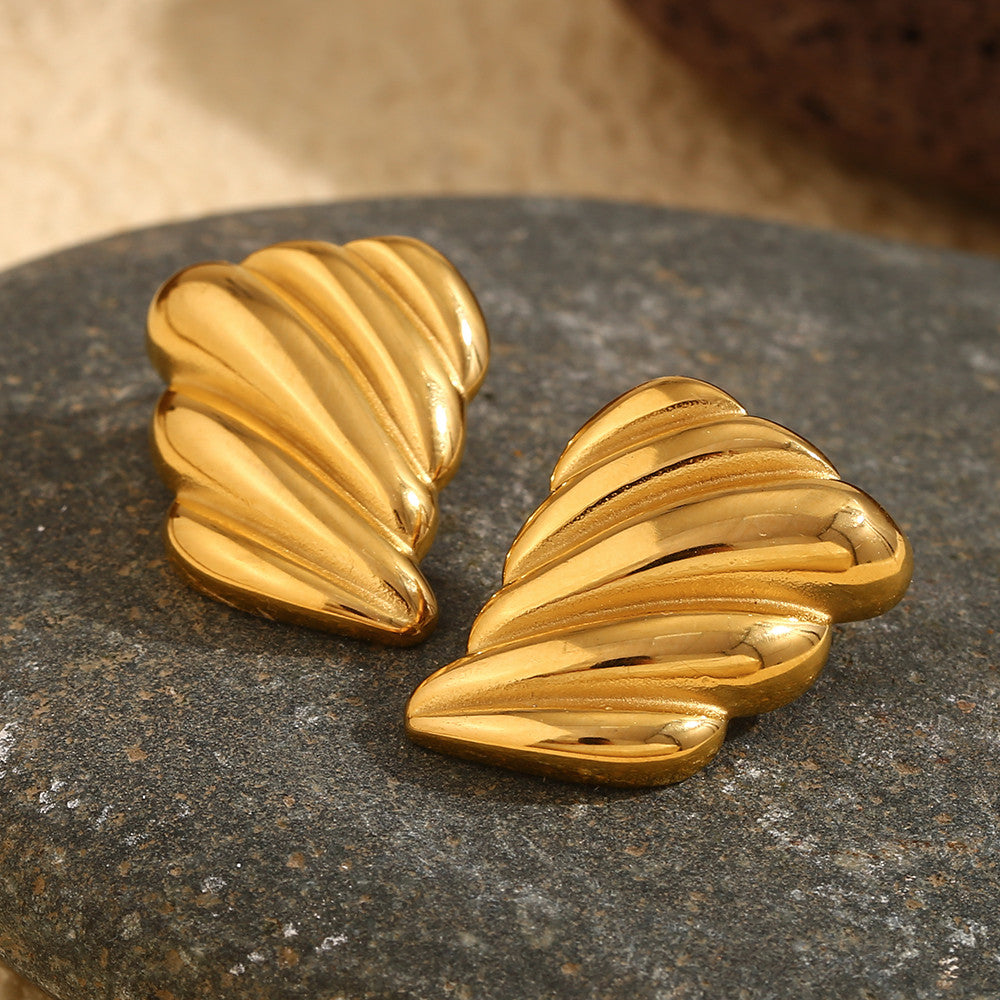 Ladies Artistic Design 18k Gold Waterproof Stainless Steel Tarnish Free Earrings