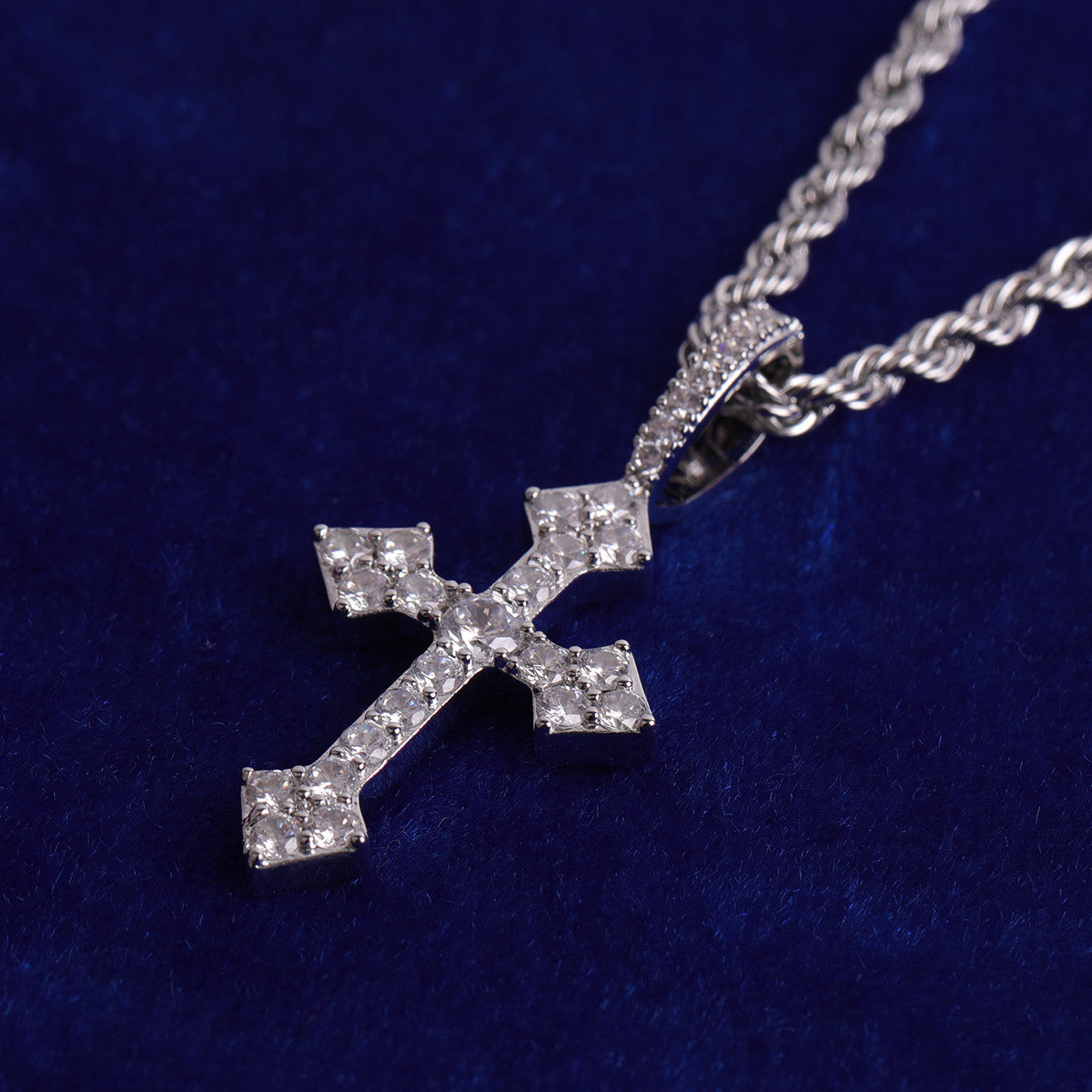 Classic 24k 925 Silver Rose Gold VVS Diamond CZ Arrow Cross Pendant