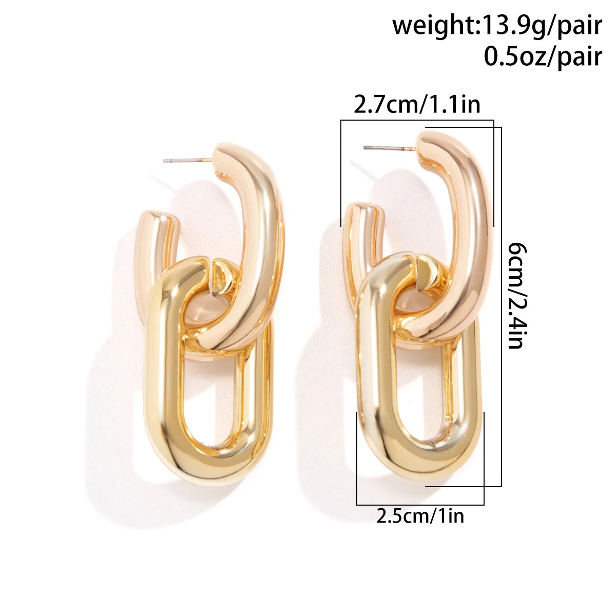 Links In The Chain Gold Silver Hoop High Fashion Earrings