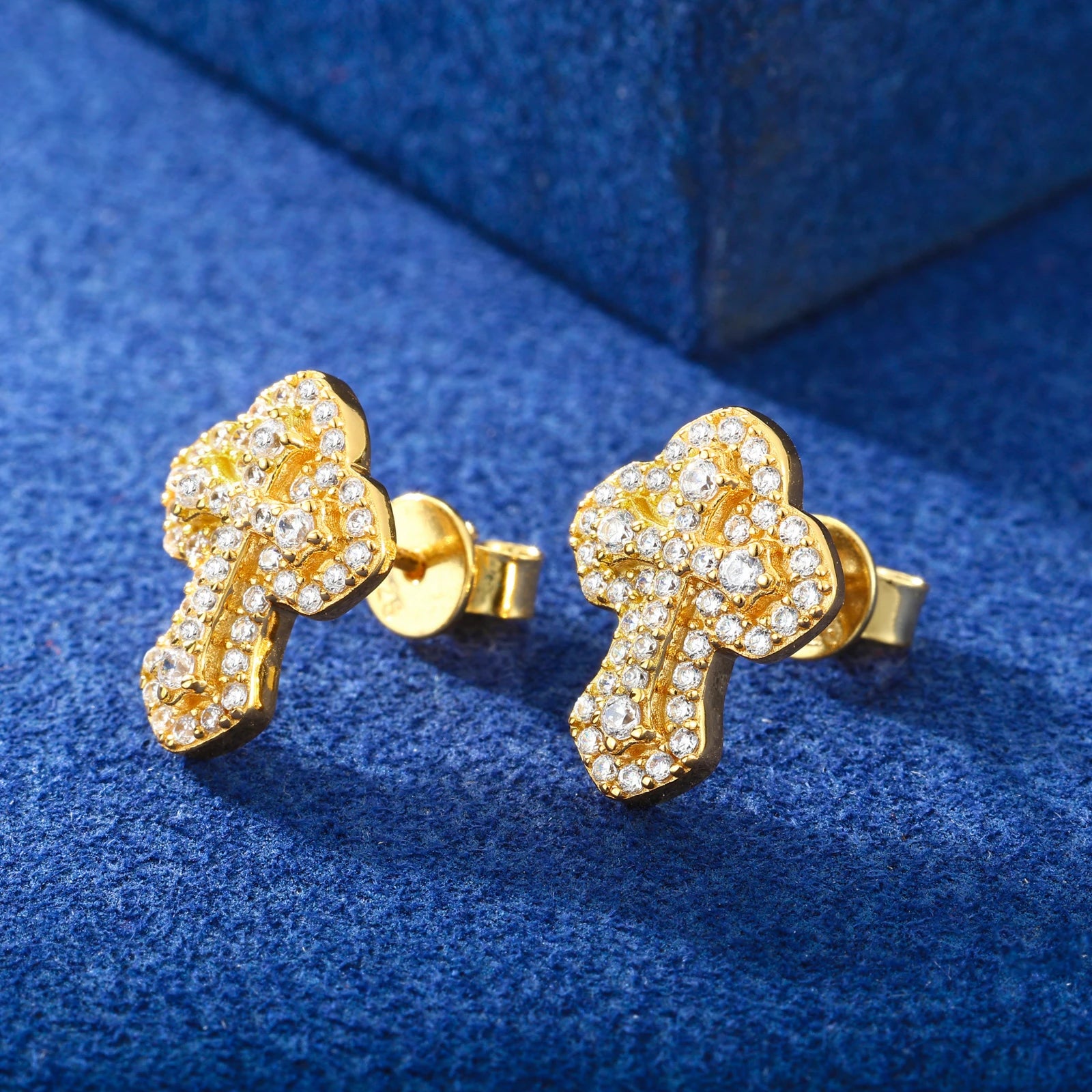 The Armor | High Quality D VVS Moissanite Iced Blinged Out 925 Sterling Silver Cross Earrings