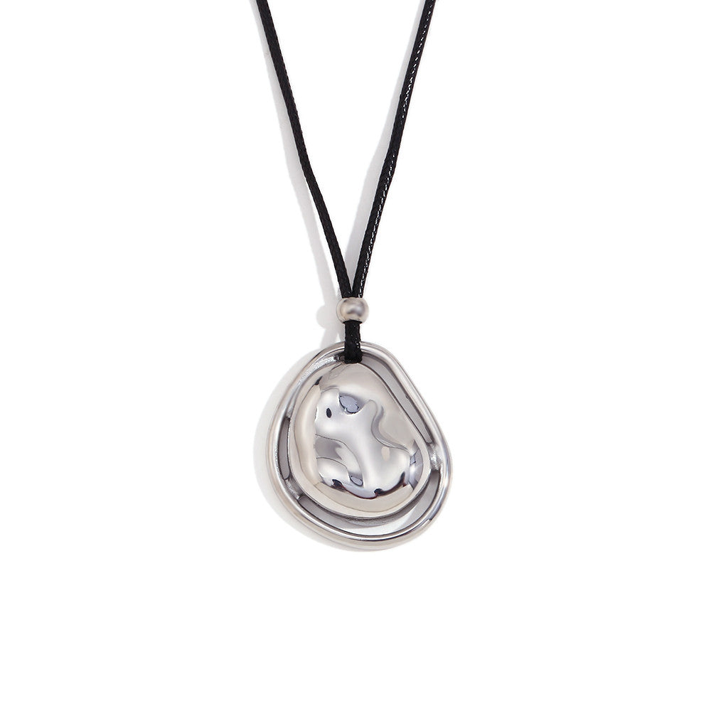 18k Gold Silver Stainless Steel Double Layered Meteorite Stone Pendant Necklace