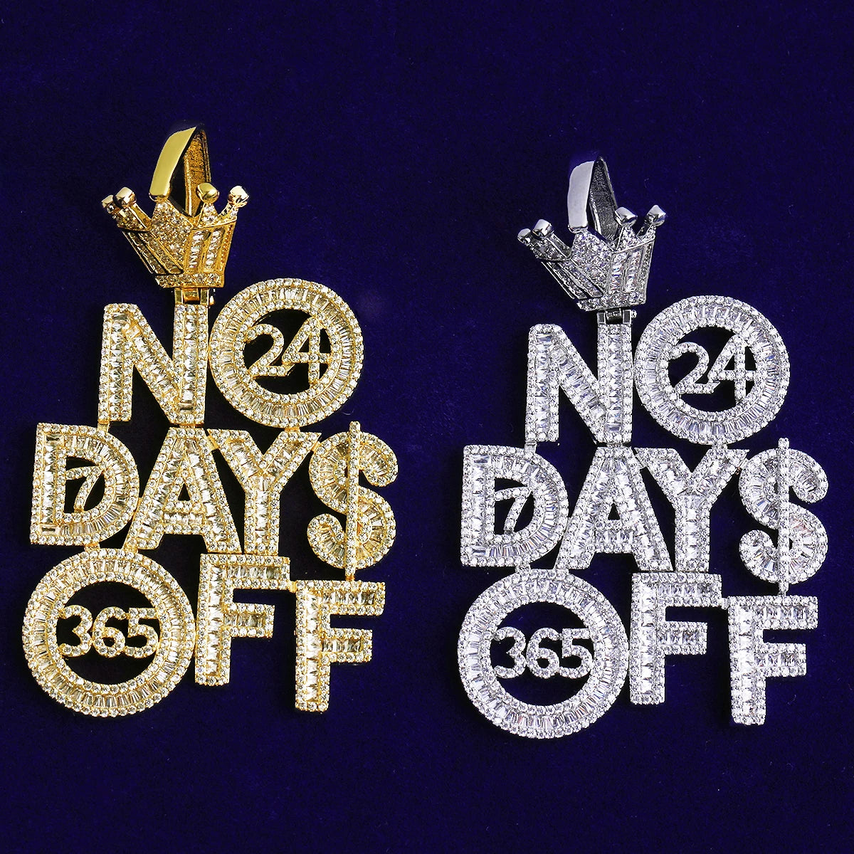Hustlers Motto | VVS Diamond CZ Hip Hop No Days Of Iced Blinged Out Pendant