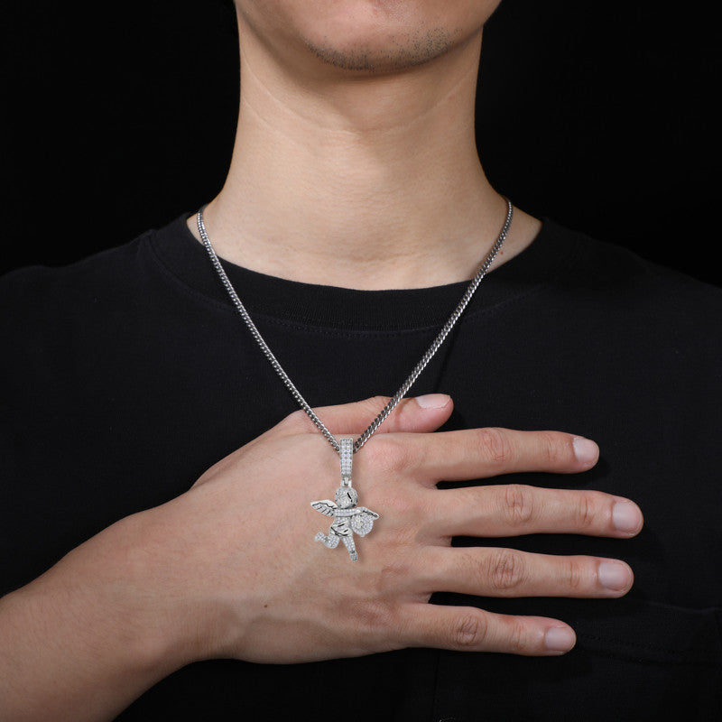 Run With The Bag | Moissanite Diamond 925 Silver Money Bag Angel Hip Hop Pendant