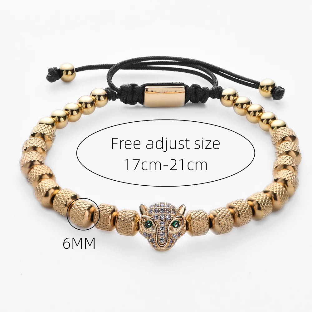 Leopard Head | VVS Diamond CZ Stainless Steel Adjustable Hip Hop Bracelets