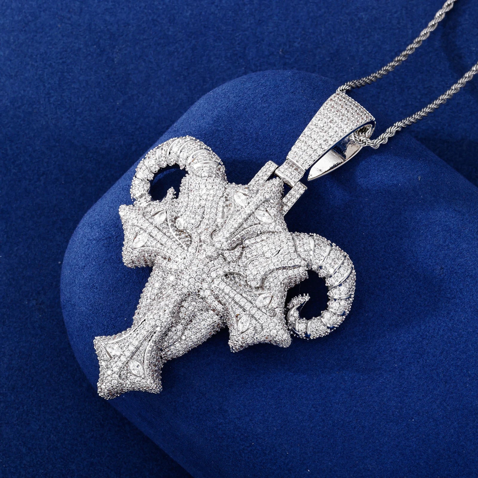 Demon Goat | Iced Bling Out Moissanite Diamond Demon Goat Cross Hip Hop Pendant