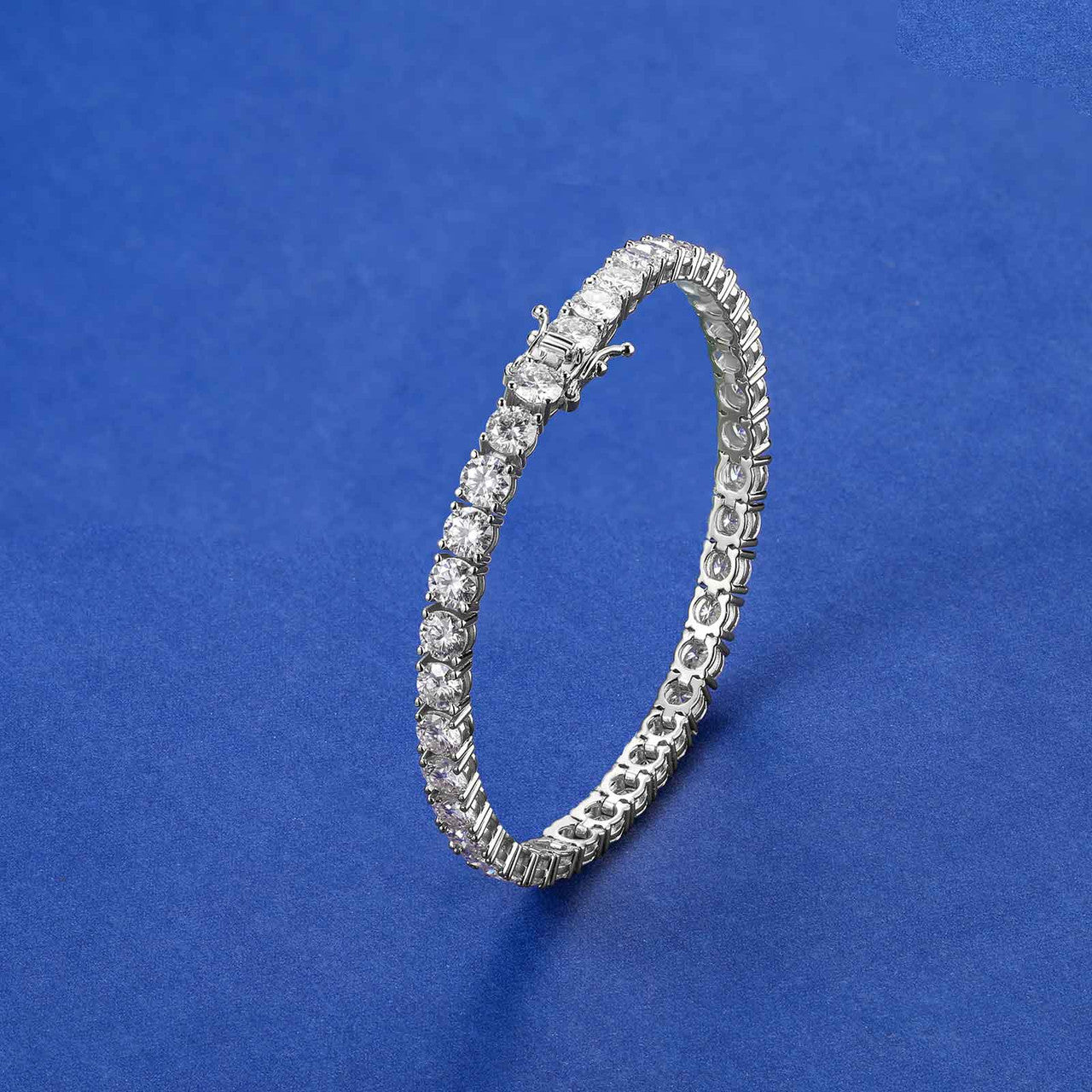 Solid 925 Silver 3MM D Color VVS1 Moissanite Diamond Iced Blinged Out Tennis Bracelet