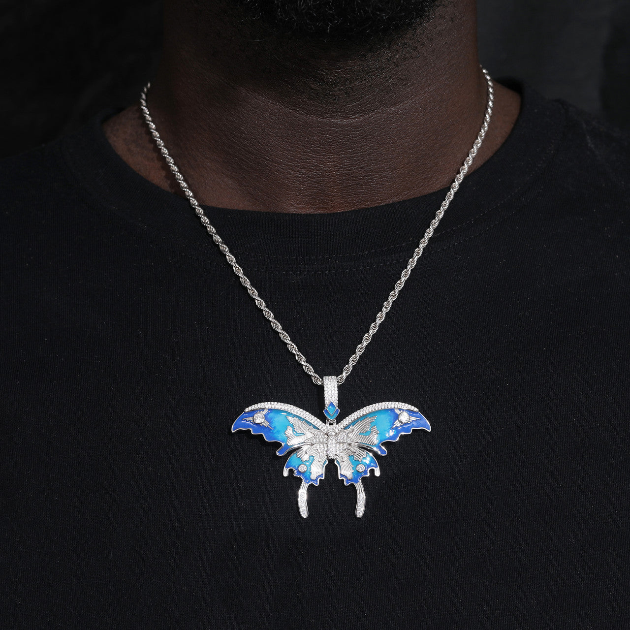 Butta | VVS Diamond Moissanite Certified Enamel Butterfly Sterling Silver Hip Hop Pendant