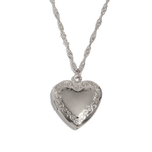 Ladies 18k Gold Waterproof Stainless Steel Flower Pattern Hollow Heart Photo Box Necklace