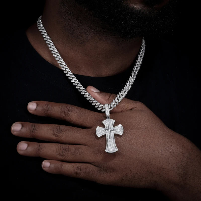 Baguette Luxury | Moissanite Diamond Solid Silver Hip Hop Cross Pendant