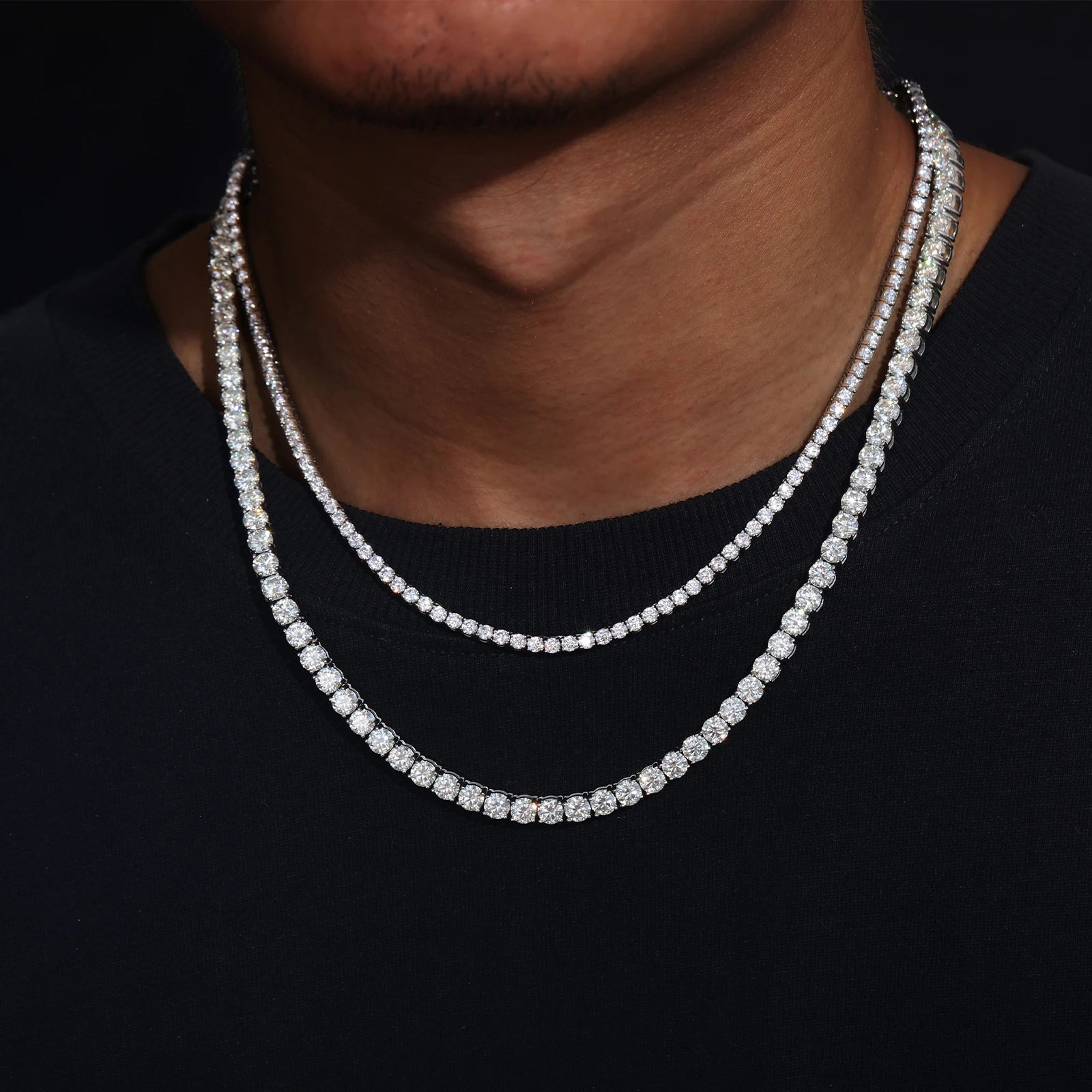 Solid 316L Stainless Steel D VVS1 Moissanite No Fading Tennis Chain and Bracelet