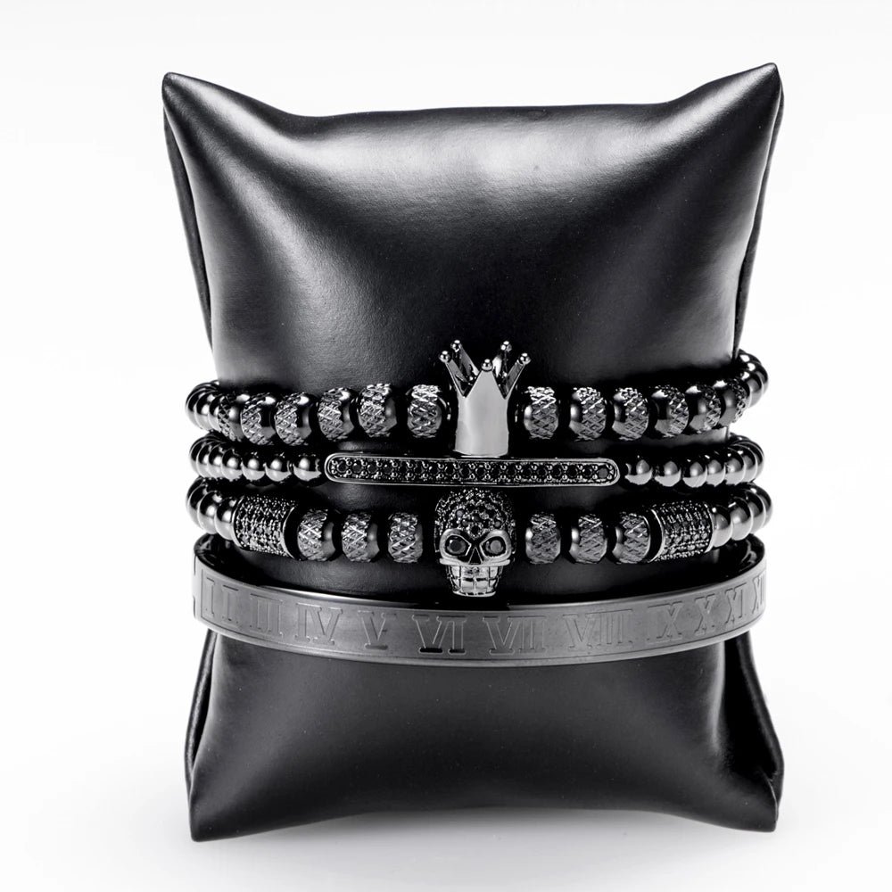 Mens Luxury No Fade Stainless Steel Iced Blinged Out 3 Piece Bracelet Set Combos