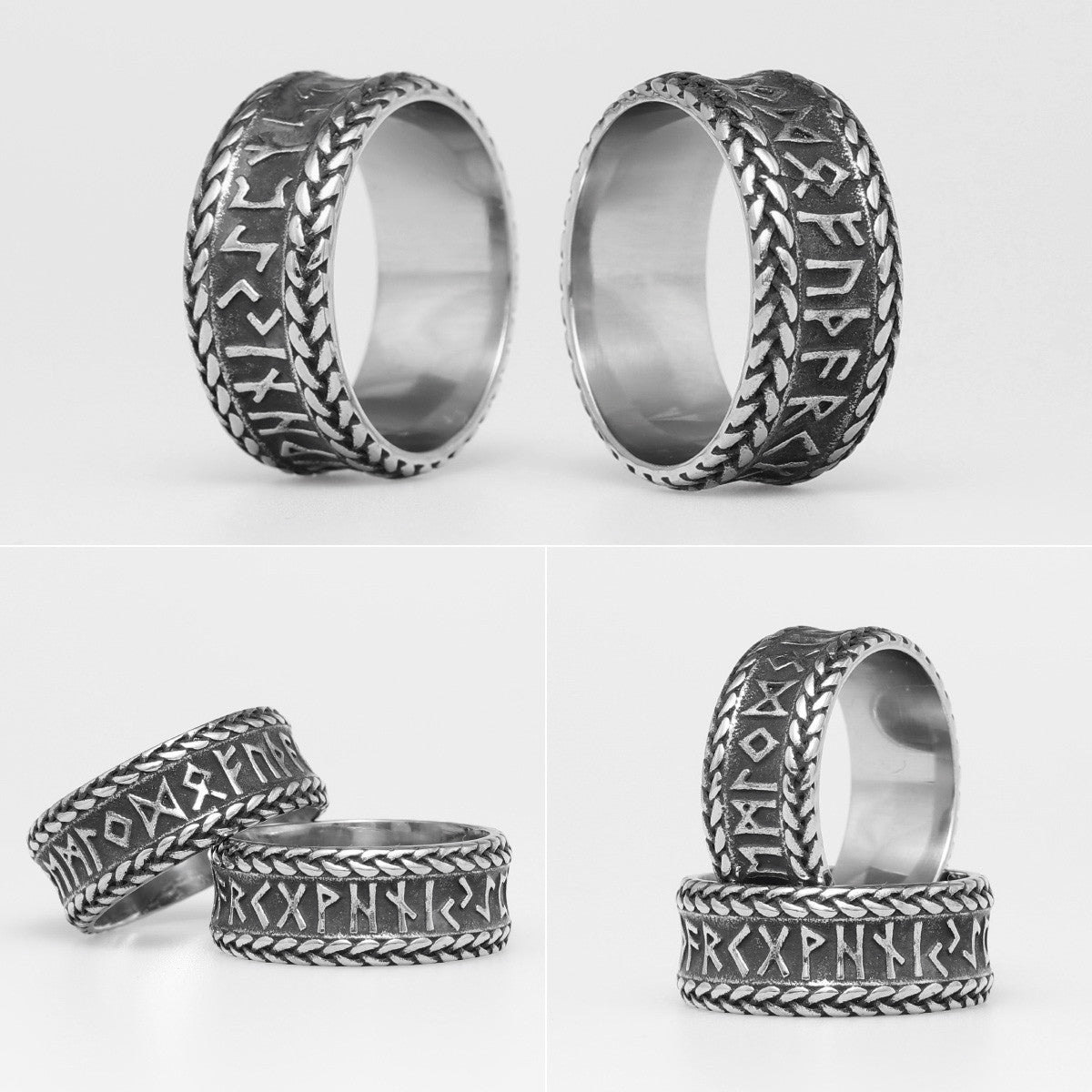 Vintage Nordic Letters | 316L No Fade Stainless Steel Viking Characters Rings