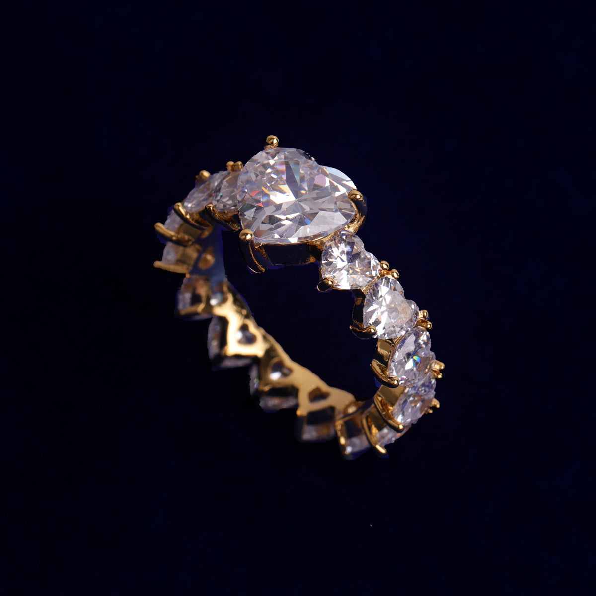 Loyal Heart |  Prong Set Solitaire 24k 925 Silver Rose Gold Luxury Bling Rings