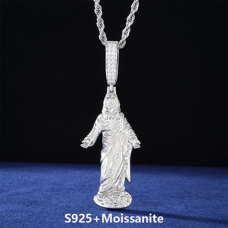 Thou Art Jesus | Hip Hop 18K Gold 925 Sterling Silver Moissanite Diamond Jesus Piece Pendant Chain